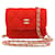 Classique Chanel Portefeuille Sur Chaîne Coton Rouge  ref.1414966