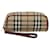 BURBERRY Nova Check Pouch PVC Leather Beige Auth 77206  ref.1415440