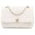 White Chanel Medium Tweed Single Flap Crossbody Bag Leather  ref.1416868