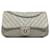 Silver Chanel Small Chevron Calfskin Stud Wars Flap Crossbody Bag Silvery Leather  ref.1416869