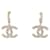 NEW CHANEL PENDANT EARRINGS CC LOGO PEARLS & STRASS EARRINGS Golden Metal  ref.1417435