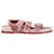 Sandalias Dad con velcro y logo de Chanel en terciopelo rosa  ref.1417513