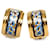 Hermès Hermes Enamel Patterned Clip-On Earrings Gold Blue in Very Good Condition Golden Metal  ref.1417645