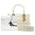 Bolso de mano Dior mediano de piel Cannage con tachuelas Lady Dior de piel en buen estado Blanco Cuero  ref.1418115