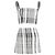 Conjunto de minifalda y top a cuadros de Reformation en lino gris