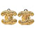 Chanel Gold Gold Plated CC Quilted Clip On Earrings Golden Metal Gold-plated  ref.1419003