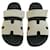 Hermès NEW Hermes Chypre sandals Black Beige Suede Leather  ref.1419052