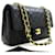 Solapa forrada Chanel Classic 10Bolso de hombro con cadena de piel de cordero negro Cuero  ref.1419405