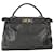 Borsa a tracolla media foderata Fendi nera iconica Peekaboo Zucca Nero Pelle  ref.1419458