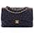 Chanel Blue Jumbo Classic Caviar Double Flap Navy blue Leather  ref.1419763