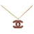 Chanel Coco Mark Rhinestone Necklace Gold Pink Plated in Very Good Condition Golden Metal  ref.1419969