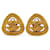 Chanel Vintage Coco Mark Triangle Earrings Gold Plated in Very Good Condition Golden Metal  ref.1419993