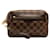 Brown Louis Vuitton Damier Ebene Pochette Billets Macao Clutch Bag Cuir Marron  ref.1420383