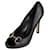 Gucci Guccissima GG monogram black leather horsebit peep toe pumps  ref.1420749