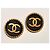 Pendientes de botón CHANEL con el logo CC entrelazado de 1995 Negro Dorado - vista 2