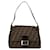 Fendi Zucca Canvas Mamma Baguette Canvas Shoulder Bag 26325 in good condition Brown Cloth  ref.1420906