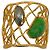 Bracciale largo in filo d'oro con pietra verde Alexis Bittar