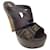 Fendi Brown FF Monogram Wood Platform Sandals Cloth  ref.1422059