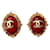 Chanel Gripoix oval red resn, gold plated vintage drop earrings Golden Gold-plated Resin  ref.1422077