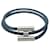 Hermès NUOVO BRACCIALE HERMES TOURNIS TRECCIA JEAN 20 CM Blu Pelle  ref.1422371