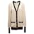 Vintage Cream & Black Chanel Cashmere V-Neck Cardigan Size US M/L  ref.1422861