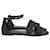 Hermès Santorini Sandals in Black Calfskin Leather Pony-style calfskin  ref.1423348