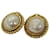 CHANEL Earring Gold CC Auth 75372 Golden Metal  ref.1423787