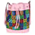 Borsa a secchiello psichedelica in tela rivestita multicolore e pelle rosa Gucci  ref.1424247