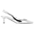 Prada Logo Slingback Pumps in Silver Leather Silvery Metallic  ref.1424267