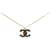 Chanel Gold Gold Plated CC Crystal Pendant Necklace Golden Metal Gold-plated  ref.1425148