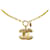 Gold Chanel Gold Plated CC Quilted Pendant Necklace Golden Gold-plated  ref.1425474