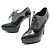 NOVE SCARPE SAINT LAURENT 328637 OXFORD CON TACCO 38 IN PELLE E VELLUTO NERO