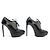 NOVE SCARPE SAINT LAURENT 328637 OXFORD CON TACCO 38 IN PELLE E VELLUTO NERO - vista 3
