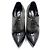 NOVE SCARPE SAINT LAURENT 328637 OXFORD CON TACCO 38 IN PELLE E VELLUTO NERO - vista 8