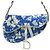 BORSA A MANO CHRISTIAN DIOR SADDLE TESSUTO FLORALE GALLIANO BLU