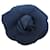 Other jewelry VINTAGE CHANEL CAMELIA BROOCH NAVY BLUE CANVAS + BOX Cloth  ref.1425992