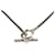 Collier Choker Glenan en Argent Hermès Cuir Platine Marron foncé  ref.1427986