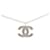 Chanel Silver Silver CC Pendant Necklace Silvery Metal  ref.1428653