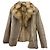 Prada Lammfelljacke mit Fuchsfellkragen beige