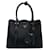 Prada Saffiano Cuir Doppelgriff-Tote-Lederhandtasche in sehr gutem Zustand Schwarz  ref.1432592