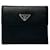 Prada Saffiano Dreifach-Wallet, kurze Leder-Wallet in gutem Zustand Schwarz  ref.1432621