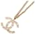 Chanel Coco Mark Rhinestone Necklace in Champagne Gold Golden  ref.1432676