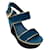 Louis Vuitton Teal / Beige / Black Suede Platform Wedge Sandals Multiple colors  ref.1433204