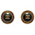 Chanel Vintage Coco Mark Button Motif Earrings Black Gold in Very Good Condition Metal  ref.1437440