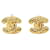 Chanel Matelasse Coco Mark Gold Clip-On Earrings in Great Condition Golden Metal  ref.1437460