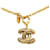 Chanel Gold Gold Plated CC Quilted Pendant Necklace Golden Metal Gold-plated  ref.1439721