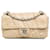 Beige Chanel Medium Handtasche aus lackiertem Kalbsleder mit gedrehter Klappe  ref.1443719