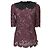 Blusa de algodón burdeos con mangas 3/4 de encaje floral Dolce & Gabbana Roja