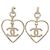 NOVE ORECCHINI PENDENTI CHANEL LOGO CC STRASS CUORE NUOVI ORECCHINI D'oro