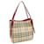 Sac fourre-tout beige et rouge Burberry - Toile en nylon et cuir pour femmes  ref.1446548